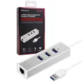 Produktbild: Macally USB 3.0 Hub + Ethernet Adapter USB-Stecker zu RJ45 Netzwerk Gigabit Lan