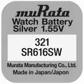 Produktbild: muRata 321 Uhrenbatterie SR616SW Blister Silberoxid-Knopfzelle 1,55V