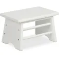 Produktbild: Fußbank Bambus, Bis 100 Kg, Stabiler Tritthocker, Hxbxt: 20 X 33 X 21,5 Cm, Kinderhocker Bad, Hocker, Weiß - Relaxdays