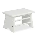 Produktbild: Relaxdays Fußbank Bambus, bis 100 kg, Stabiler Tritthocker, HxBxT: 20 x 33 x 21,5 cm, Kinderhocker Bad, Hocker, weiß