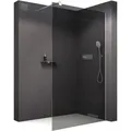 Produktbild: Bernstein Walk-in-Dusche EX101, 10mm ESG-Sicherheitsglas Nano-Beschichtung - Echtglas / Profilfarbe: Chrom, graues Glas / Breite wählbar / Duschabtrennung / 200cm Höhe 100 cm