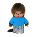 Produktbild: Sekiguchi 253852 - Original Monchhichi Junge mit Jeans und T-Shirt, ca. 20 cm großes Kuscheltier aus braunem Plüsch