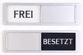 Produktbild: FREI - BESETZT Schilder XL - Mit Schieber - Frei Besetzt Schiebeschild - Klebeschild - 17,5 x 5 x 0,7 cm - Montage: 3M Klebefläche - Schilder mit Schiebefunktion. Grau - Swarz