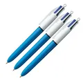 Produktbild: 3 x BIC Vierfarb-Kugelschreiber mit vier Farben 0,4 mm mit Druckmechanik 982866