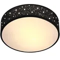 Produktbild: MONZANA® Deckenlampe Sternenhimmel Wohnzimmer Schlafzimmer E27 Schwarz Rund 38cm Stoffschirm 2-Flammig 40W Küche Lampe Deckenleuchte Stoffdeckenlampe