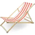 Produktbild: Bituxx - Liegestuhl Sonnenliege Gartenliege Holzliege Strandliegestuhl Campingstuhl Holz Klappbar (Rot/Weiß Gestreift)