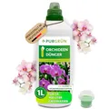 Produktbild: Purgrün® Orchideendünger 1 Liter – Lang anhaltende Blütenpracht dank Guano – Vollspektrum Nährstoffe für gesundes Wachstum – Konzentrat für ca. 400 Liter Gießwasser – Premium-Flüssigdünger