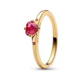 Produktbild: Pandora Fingerring Herzring für Damen, IP Gold, roter Kristall, PANDORA Moments