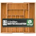 Produktbild: Loco Bird Besteckkasten für Schubladen aus Bambus (Schubladeneinsatz für Küchenschubladen, Nützlicher Besteckeinsatz fur Küchen), Ausziehbar bis zu 7/9 Fächern 33.7 cm x 5 cm x 44.5 cm