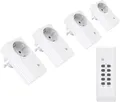 Produktbild: Funksteckdosen 4er Set + 1x Fernbedienung 1100 Watt bis 30m Funkschalter weiß