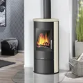 Produktbild: Justus Kaminofen Austin 5 Holzofen Schwarz Kalkstein Cream 5,0 kW raumluftunabh.