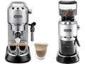 Produktbild: DELONGHI Dedica Style ECKG 6821.M - Barista Bundle aus Espresso Siebträger und Kaffeemühle 18 Mahlgrade, Espressomaschine Silber
