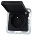 Produktbild: Gira 4488005 Steckdose mit Erdungsstift, 16A 250V~, Klappdeckel, Shutter, System 55, schwarz matt