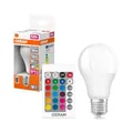 Produktbild: Osram STAR+ RGBW LED Lampe mit E27 Sockel, RGB-Farben per Fernbedienung änderbar, 9.7W, klassische Birnenform, Ersatz für 60W-Glühbirne, matt, LED Retrofit RGBW lamps with remote control, Einzelpack