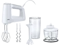 Produktbild: BRAUN MultiMix 3 HM 3135 Handmixer Weiß (500 Watt, 500 ml Zerkleinerer, 600 Mix- und Messbecher l)