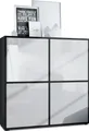 Produktbild: Vladon Highboard Cuba V2 Schrank 104 x 105,5 x 35,5 cm Sideboard mit 8 Fächern, Germany, Korpus in Schwarz matt / Fronten in Weiß Hochglanz