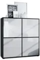 Produktbild: Vladon Highboard Cuba V2 (Schrank, 104 x 105,5 x 35,5 cm Sideboard mit 8 Fächern), Korpus in Schwarz matt / Fronten in Weiß Hochglanz