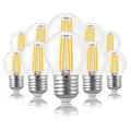 Produktbild: Hellum E27 LED Warmweiß Glühbirne, 10 Stück, Klar, 4,5W, 470 lm, Mini Globe Kugel, Filament, Klein 209211