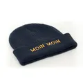 Produktbild: Nordische Mütze mit gesticktem Schriftzug 'Moin Moin' - Unisex, Dunkelblau, Beanie, Winter