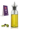 Produktbild: AdHoc BZ76 Ölspender oder Essigspender AromaPour aus Borosilikatglas in Grau | elegante Olivenölflasche mit Ausgießer aus Edelstahl | ideal auch für Kürbiskern-Öl oder Essig | luftdicht, 300 ml