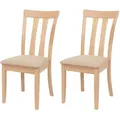 Produktbild: Mendler 2er-Set Esszimmerstuhl HWC-G46, Küchenstuhl Stuhl, Stoff/Textil Massiv-Holz ~ naturfarbenes Gestell, beige
