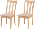 Produktbild: 2er-Set Esszimmerstuhl HWC-G46, Küchenstuhl Stuhl, Stoff/Textil Massiv-Holz naturfarbenes Gestell, beige