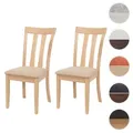 Produktbild: 2er-Set Esszimmerstuhl HWC-G46, Küchenstuhl Stuhl, Stoff/Textil Massiv-Holz ~ naturfarbenes Gestell, beige