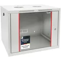 Produktbild: HMF 66409-07 Netzwerkschrank, Serverschrank 19 Zoll | 9 HE | 450 mm Tiefe | Voll montiert | Glastür | Lichtgrau