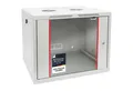 Produktbild: HMF Serverschrank 66409-07 Netzwerkschrank, Serverschrank 19 Zoll, 9 HE, 450 mm Tiefe, voll montiert, Glastür, Lichtgrau