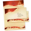 Produktbild: tatmotive Weihnachtsbriefpapier rot-golden, A4, 90 g/m², 100 Blatt + 100 Umschläge