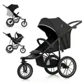 Produktbild: Kinderkraft HELSI 2 Buggy bis 27 kg, Buggy ab geburt, Laufkinderwagen mit große Luftreifen, Liegefunktion, Verstellbarer Elterngriff, Zusammenklappen, Untersitzkorb, Schwarz