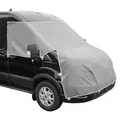 Produktbild: Frontscheiben Abdeckung kompatibel für Verschiedene Marken – Abdeckplane für Wohnwagen mit UV-Schutz 160 GSM Vliesstoff, Spiegelschlitzen & Spanngurten (Kompatibel mit Ford Transit ab 2014)