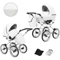 Produktbild: KUNERT Kombi-Kinderwagen Romantic 2 in1 Öko-Leder Kinderwagen mit AIR WHEEELS und grauem Rahmen, 3-in-1-Kit mit Tragewanne, Buggy weiß