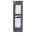 Produktbild: Müller Kerzen - Spitzkerzen Weiß - 4er Set Tafelkerzen - 7 Stunden Brenndauer - 22 × 245 mm - Tropfarm, Raucharm, Duftfrei - Leuchterkerzen für Kerzenhalter & Tischdekoration - RAL-zertifiziert