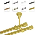 Produktbild: MDEKOR Gardinenstange Vorhangstange 19mm, 2-läufig, 2-läufig Deckemontage, 360 cm Messing Gold goldfarben 360 cm