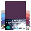 Produktbild: etérea Premium Topper Spannbettlaken 180x200cm – 200x220cm Pflaume – extra Jersey Spannbetttuch bis 10cm Höhe und 220 cm Länge – 160 g/m² schwere gekämmte Baumwolle – Topper Bettlaken