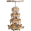Produktbild: Richard Glässer Pyramide #16723 Christi Geburt Natur, 3-stöckige Weihnachtskrippe in Handarbeit gefertigt, Höhe: 54 cm