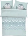 Produktbild: s.Oliver Junior Bettwäsche, 100x135 cm - mint/grau, Satinbettwäsche mit Pinguin, 100 % Baumwolle