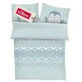 Produktbild: s.Oliver Kinderbettwäsche Pinguin 100x135 cm - 100% Baumwolle, praktischer Reißverschluss & maschinenwaschbar, Bettwäsche für Kinder 2tlg. hellblau