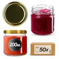 Produktbild: KADAX 50er Set Einmachgläser 200 ml mit Twist-Off Deckel Ø 66 mm – Dickwandige, luftdichte Dessertgläser, spülmaschinenfest, ideal für Marmelade & Eingemachtes