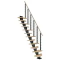 Produktbild: Dolle Mittelholmtreppe Berlin Buche, geölt 64 cm breit für Geschosshöhen 222 – 270 cm UK Metall Anthrazit inkl. einseitigem Designgeländer