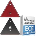 Produktbild: valonic Dreieck Rückstrahler, 2 Stück - zertifiziert nach ECE: R3.02 Class IIIA (für Strassenverkehr)- 15cm - Reflektor für Anhänger - rot - keine Schrauben enthalten