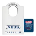 Produktbild: ABUS Titalium Vorhängeschloss 96CSTI/50 - leichter Schlosskörper aus massivem Spezial-Aluminium - mit integriertem Bügelschutz - ABUS-Sicherheitslevel 8 - Silber
