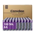 Produktbild: Camelion Ultra Alkaline Batterien AA – AA Batterien 100 Stück, Batterien 10 Jahre Haltbarkeit, Umweltfreundlich, Batterie AA, Batterie Digitalkameras, Fernbedienungen, Weihnachtsbeleuchtung (100x AA)