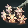 Produktbild: hellum Lichterkette Innen mit Schneeflocken, 10 LED Schneeflocken warmweiß, 1,35m beleuchtete Länge batteriebetrieben, transparentes Kabel, Weihnachtsbeleuchtung Innen Fenster, Weihnachtsdeko 566109