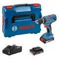 Produktbild: Bosch Akku-Bohrschrauber GSR 18V-21, mit 2 x 2.0 Ah Li-Ion Akku, L-BOXX Akku enthalten: Ja|Art des Zubehörs: 2 x Akku GBA 18V 2.0Ah, Schnellladegerät, L-BOXX 136