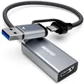 Produktbild: BENFEI Video/Audio Capture Card, 4K HDMI auf USB C/A Capture Card, Full HD 1080P 60FPS Video Grabber für Gaming Rekorder Livestreaming, kompatibel mit Switch PS5 PS4 Xbox TV Stick Camera PC iPad Mac