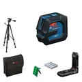 Produktbild: Bosch Professional Linienlaser GLL 20-22 G (Halterung LB 10, grüner Laser, Innenbereich, Dual Power Source, 2 x 1.5V LR6 Batterien, Schutztasche, Stativ BT 150)