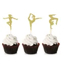 Produktbild: Unimall 24 Stück Gold Glitter Gymnastik Cupcake Toppers Turnerin Mädchen Baby...