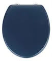 Produktbild: WENKO WC-Sitz Mod. Prima hochwertiger Toilettensitz im Retro-Style mit Wandpuffer und Edelstahlbefestigung dunkelblau matt spülkastengeeignet 37 x 41 cm
